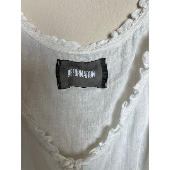 Reformation | XS Kiera Tank Linen White Sleeveless Ruffle Crop - Picture 5 of 7
